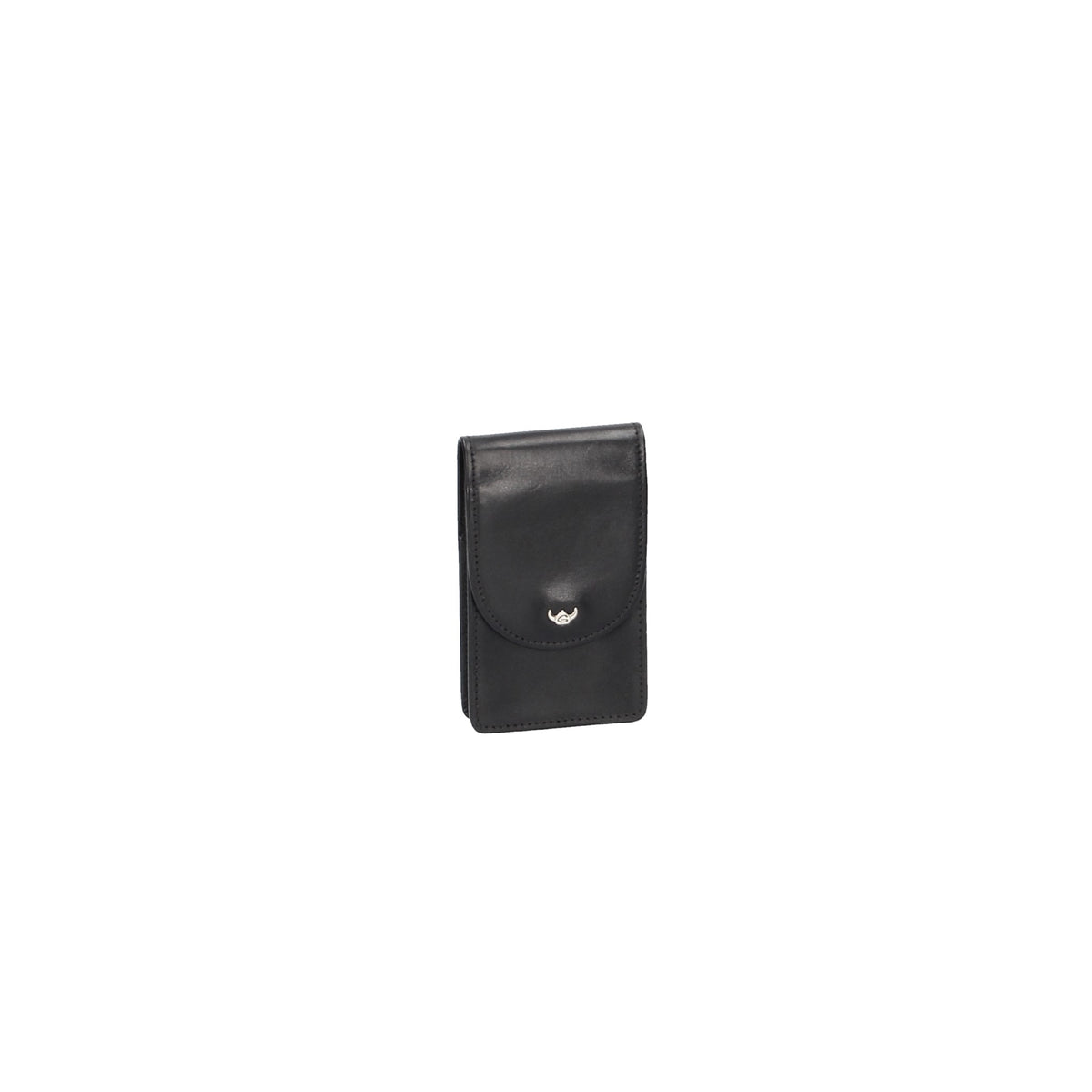 Kartenetui|Visitenkarten Golden Head 6,5 x 11cm in Schwarz aus Leder - leder-accessoires.com