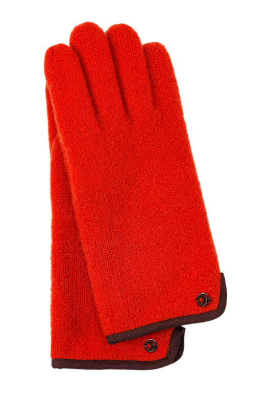 Walkstrickhandschuhe Damen in Orange aus 100% Schurwolle - leder-accessoires.com