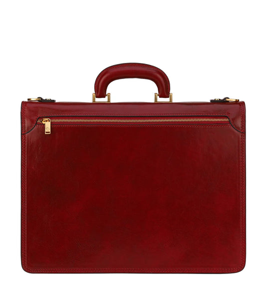 Dokumententasche 39,5 x 29,5m in Rot aus Leder mit Überschlag und Schloss - leder-accessoires.com