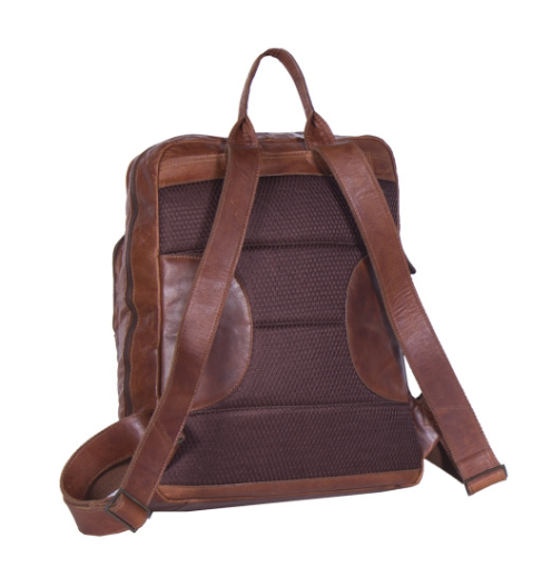 Rucksack mit Vortasche aus Leder in Cognac - leder-accessoires.com