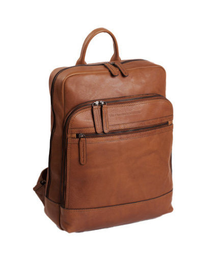 Rucksack mit Vortasche aus Leder in Cognac - leder-accessoires.com