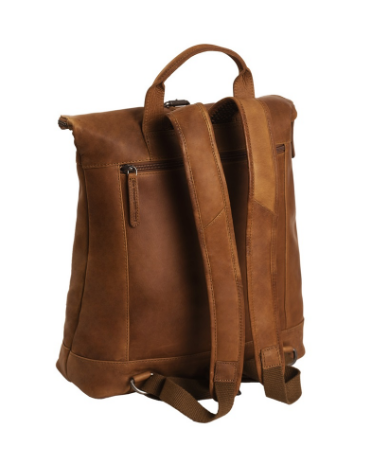 Rucksack Rolltop aus Leder in Cognac - leder-accessoires.com