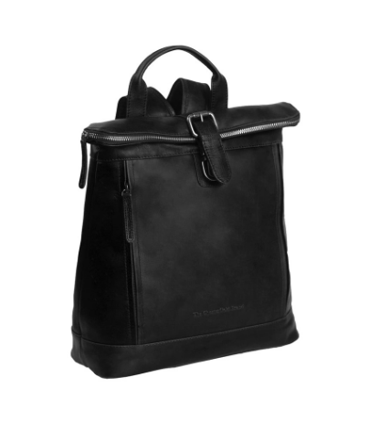 Rucksack Rolltop aus Leder in Schwarz - leder-accessoires.com