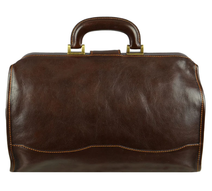 Arzttasche|Doctor Bag aus Leder in Braun mit Steckschloss - leder-accessoires.com