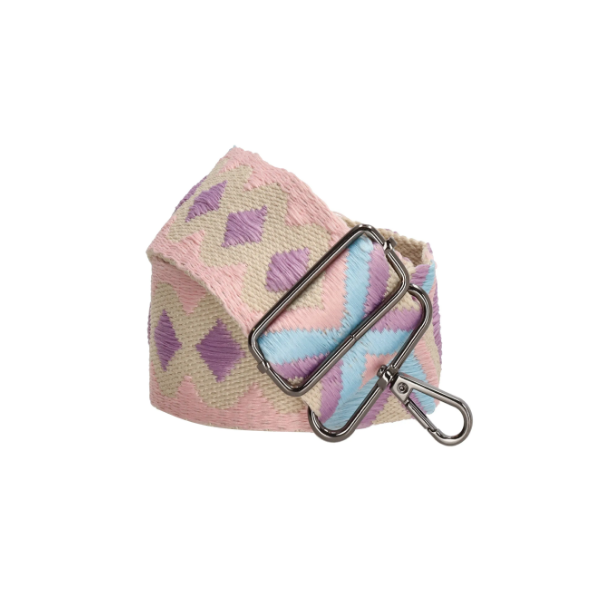 Taschenriemen | Wechselriemen in Beige|Rosa aus Baumwolle mit Karabiner - leder-accessoires.com
