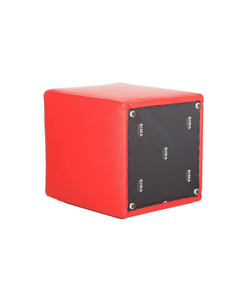 Lederwürfel | Sitzwürfel in Rot (Rosso) aus Vollrindleder genarbt - leder-accessoires.com