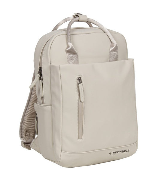Laptoprucksack 9L in Beige mit verschweißten Reißverschlüssen - leder-accessoires.com