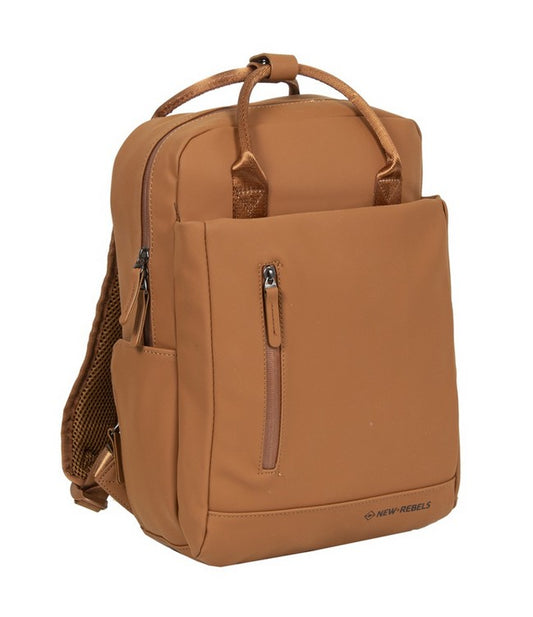 Laptoprucksack 9L in Cognac mit verschweißten Reißverschlüssen - leder-accessoires.com