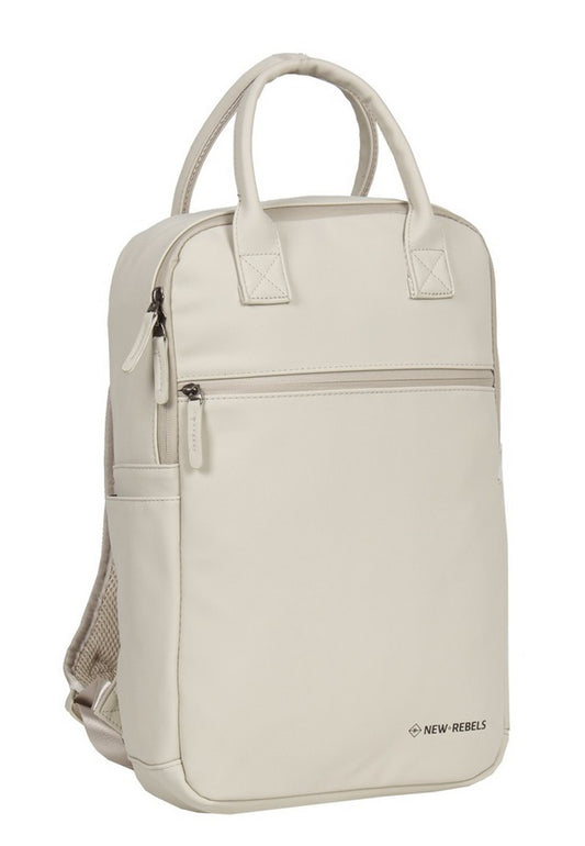 Laptoprucksack 12L in Beige mit Kurzgriff als Tasche - leder-accessoires.com