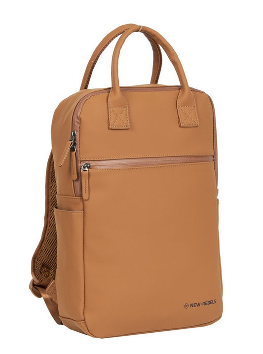 Laptoprucksack 12L in Cognac mit Kurzgriff als Tasche - leder-accessoires.com