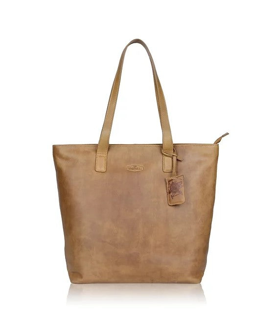 Ledershopper in Cognac mit Reißverschluss - leder-accessoires.com