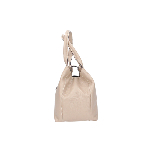 Kurzgrifftasche mit Lasche in Natur|Beige aus Leder - leder-accessoires.com