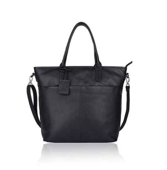 Ledershopper in Schwarz mit Reißverschluss und Vortaschen - leder-accessoires.com