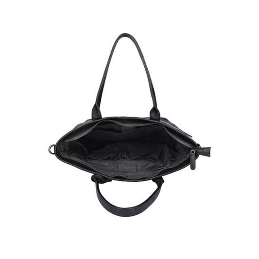 Ledershopper in Schwarz mit Reißverschluss und Vortaschen - leder-accessoires.com
