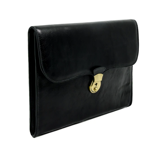 Aktentasche|Dokumentenmappe aus Leder in Schwarz - leder-accessoires.com