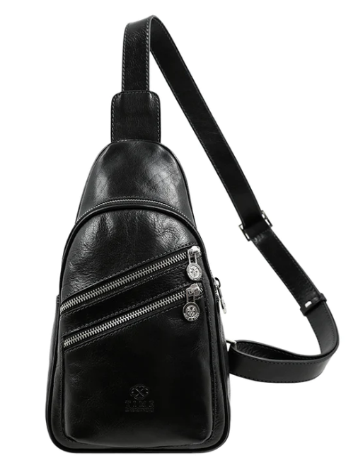 Gürteltasche|Bodybag aus Leder in Schwarz - leder-accessoires.com