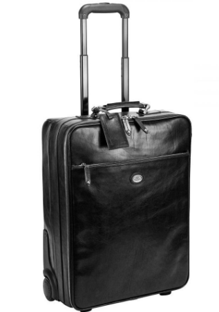 Reisetrolley 55cm|2Rad Business in Schwarz aus Leder - leder-accessoires.com