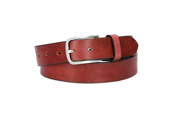 Ledergürtel Rot 35mm mit Dornschließe in Silber - leder-accessoires.com