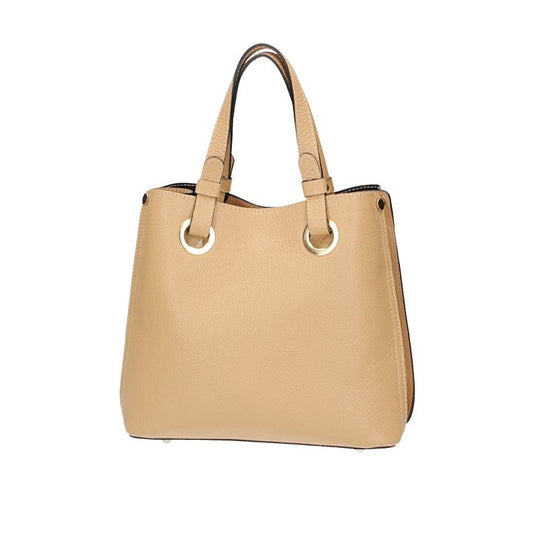 Kurzgrifftasche aus Leder in Beige - leder-accessoires.com