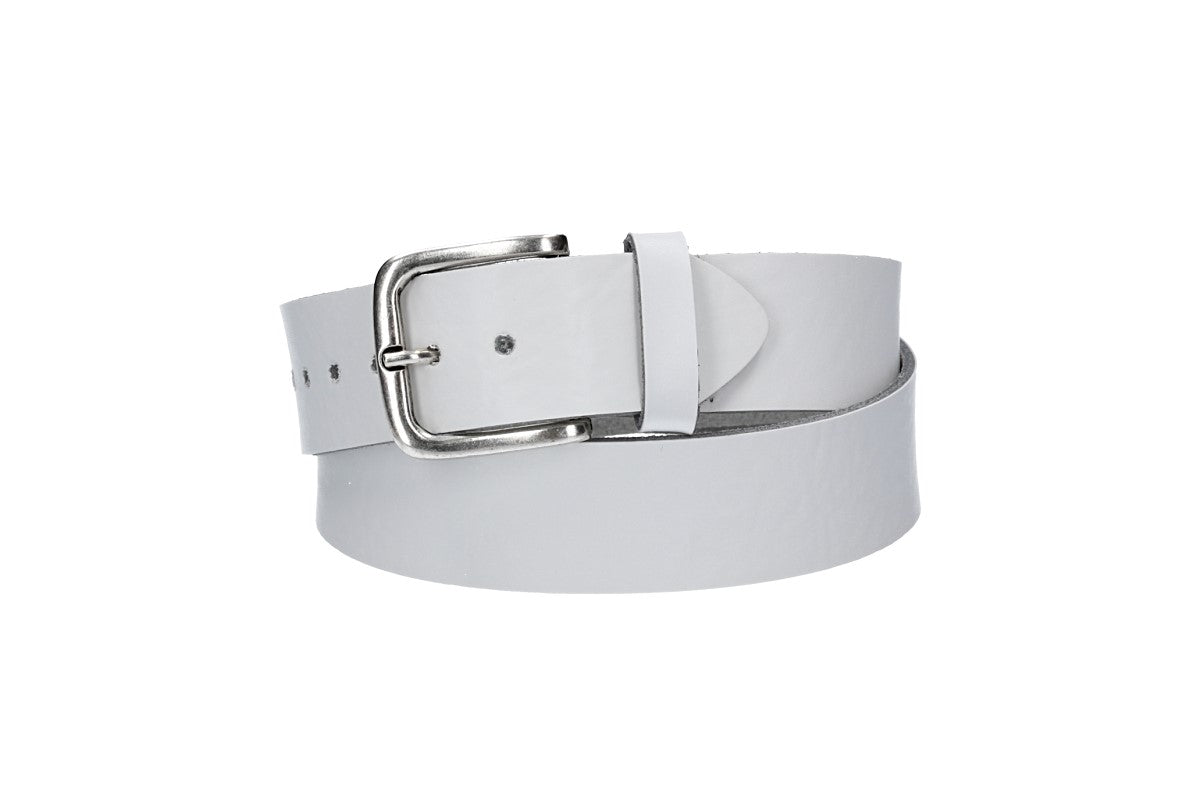 Ledergürtel Kids 30mm in Weiß mit Dornschließe in Silber - leder-accessoires.com