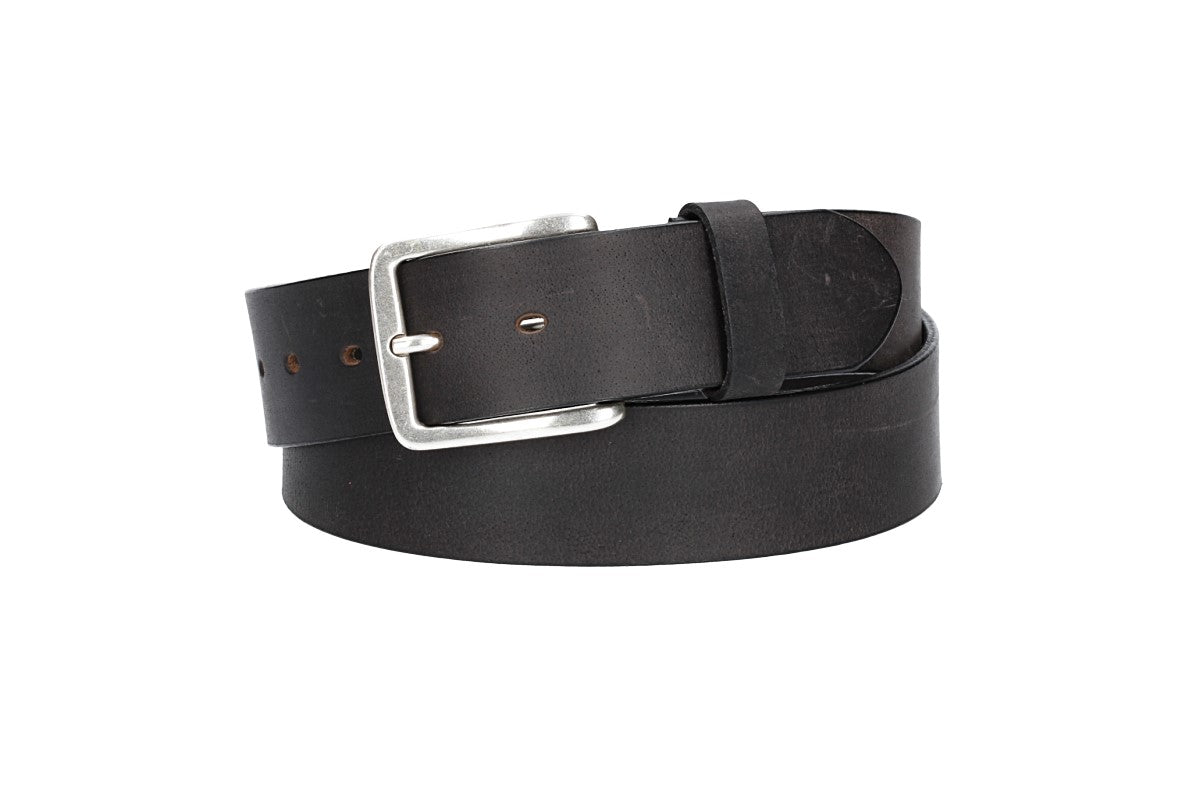 Ledergürtel Schwarz 40mm mit Dornschließe in Silber - leder-accessoires.com