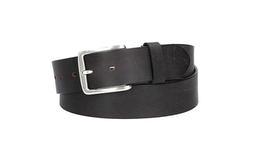 Ledergürtel Schwarz 40mm mit Dornschließe in Silber - leder-accessoires.com