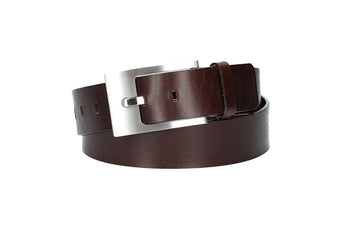 Ledergürtel Überlänge Braun 40mm mit Schmuckschließe Silber - leder-accessoires.com