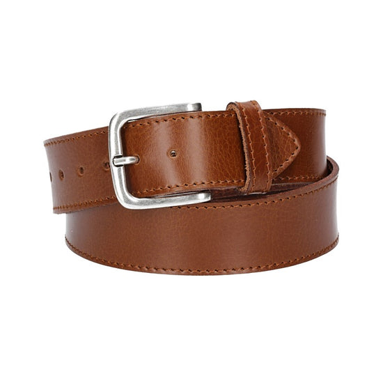 Ledergürtel Kids 30mm abgenäht in Cognac mit Dornschließe in Silber - leder-accessoires.com
