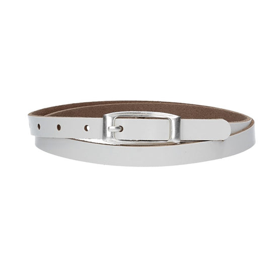 Damen-|Taillengürtel 15mm in Weiß mit Vollschließe in Silber - leder-accessoires.com