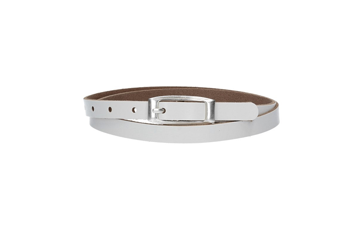 Damen-|Taillengürtel 15mm in Weiß mit Vollschließe in Silber - leder-accessoires.com