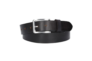 Ledergürtel Schwarz 35mm mit Dornschließe in Silber - leder-accessoires.com