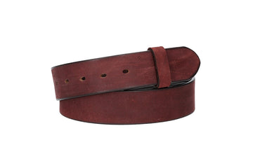 Lederriemen | Gürtelrohling Matt 40mm in Rot|Bordeaux mit Schlaufe und Kapplochteil - leder-accessoires.com