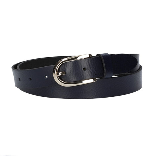 Damengürtel 25mm in Marine|Dunkelblau mit Dornschließe in Lightgold - leder-accessoires.com