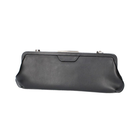 Clutch mit Clipverschluss in Schwarz aus Leder - leder-accessoires.com