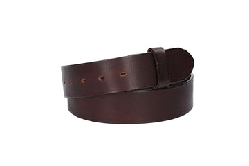 Lederriemen | Gürtelrohling Glanz 40mm in Rot|Bordeaux mit Schlaufe und Kapplochteil - leder-accessoires.com