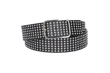 Ledergürtel 40mm in Schwarz mit Swarowski  und Vollschließe Schwarz - leder-accessoires.com