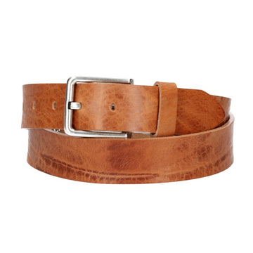 Hochwertiger Ledergürtel 35mm in Natur mit rustikaler Schließe in Silber - leder-accessoires.com