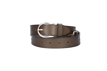 Ledergürtel Überlänge Taupe|Braun 35mm mit Schließe in Silber - leder-accessoires.com