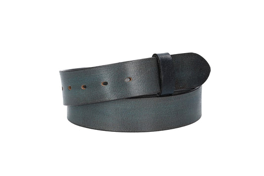 Lederriemen | Gürtelrohling Glanz 40mm in Blau|Marine mit Schlaufe und Kapplochteil - leder-accessoires.com