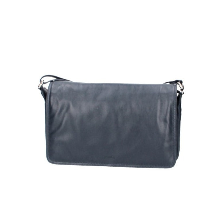 Umhängetasche mit langem Überschlag in Blau|Marine aus Leder - leder-accessoires.com