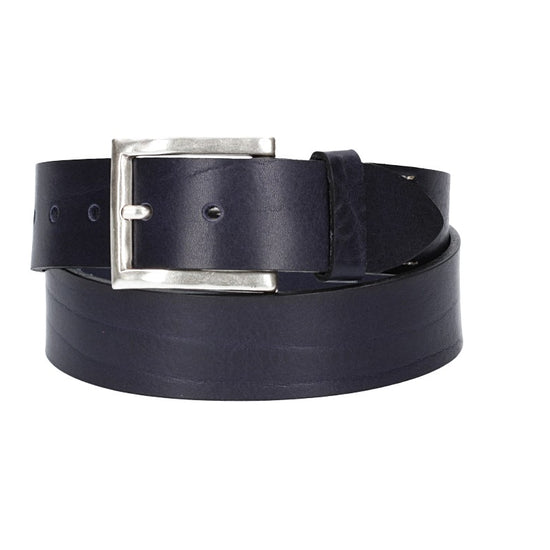 Hochwertiger Ledergürtel 40mm in Blau|Marine mit rustikaler Schließe in Silber - leder-accessoires.com