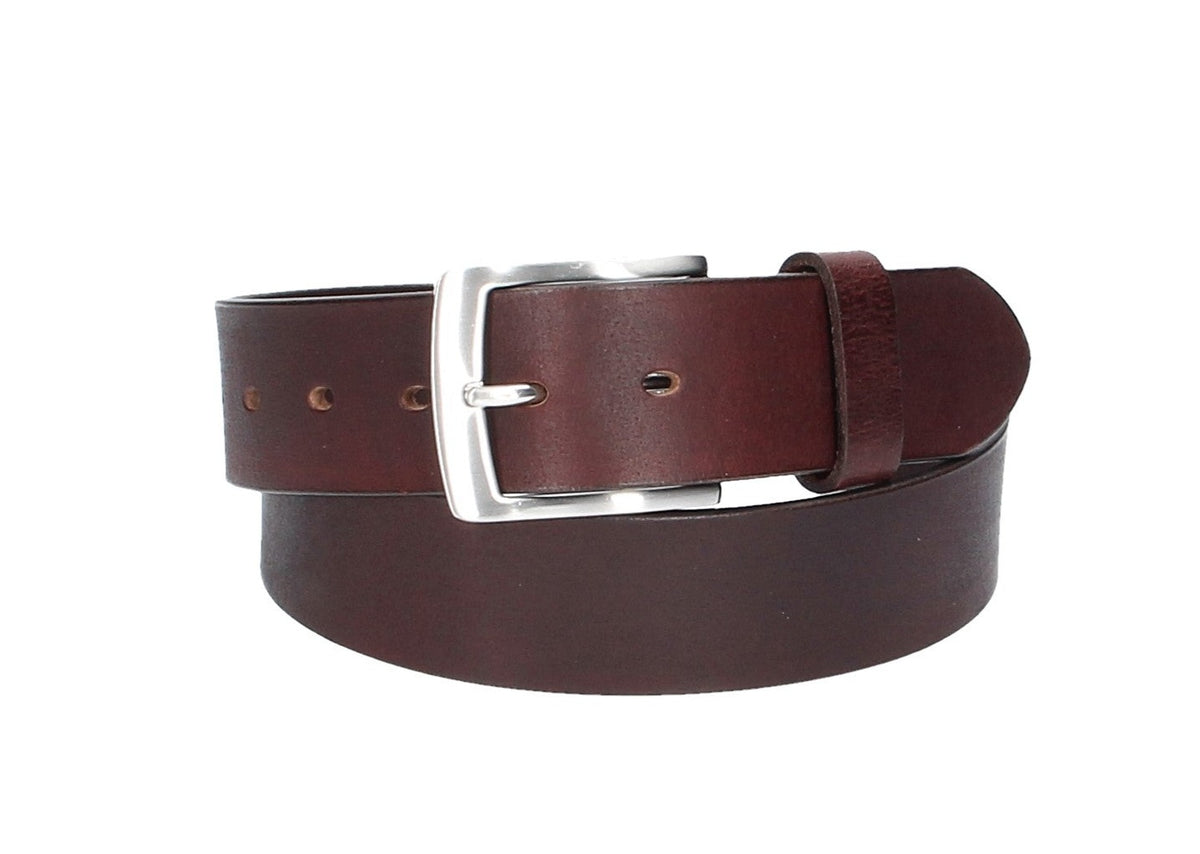Ledergürtel Rot|Bordeaux 40mm mit Dornschließe in Silber - leder-accessoires.com