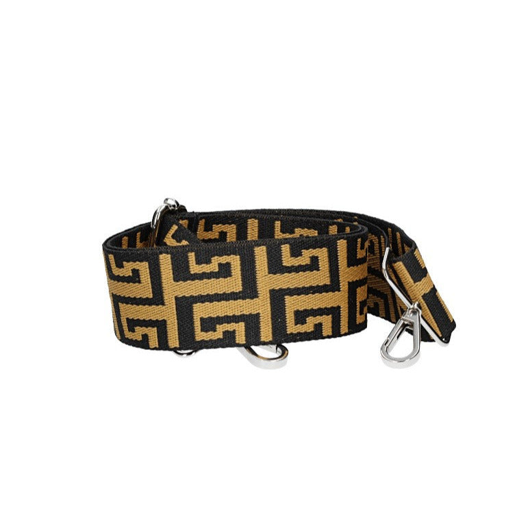 Taschenriemen | Wechselriemen mit Karabiner in Schwarz|Gold - leder-accessoires.com