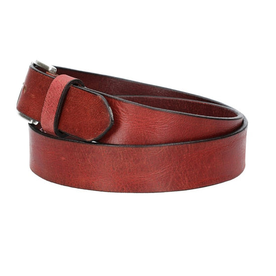 Ledergürtel Rot 35mm mit Dornschließe in Silber - leder-accessoires.com