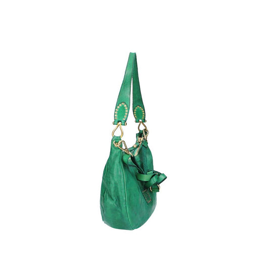 Campomaggi Beuteltasche in Grün aus Leder mit zusätzlichem Riemen - leder-accessoires.com
