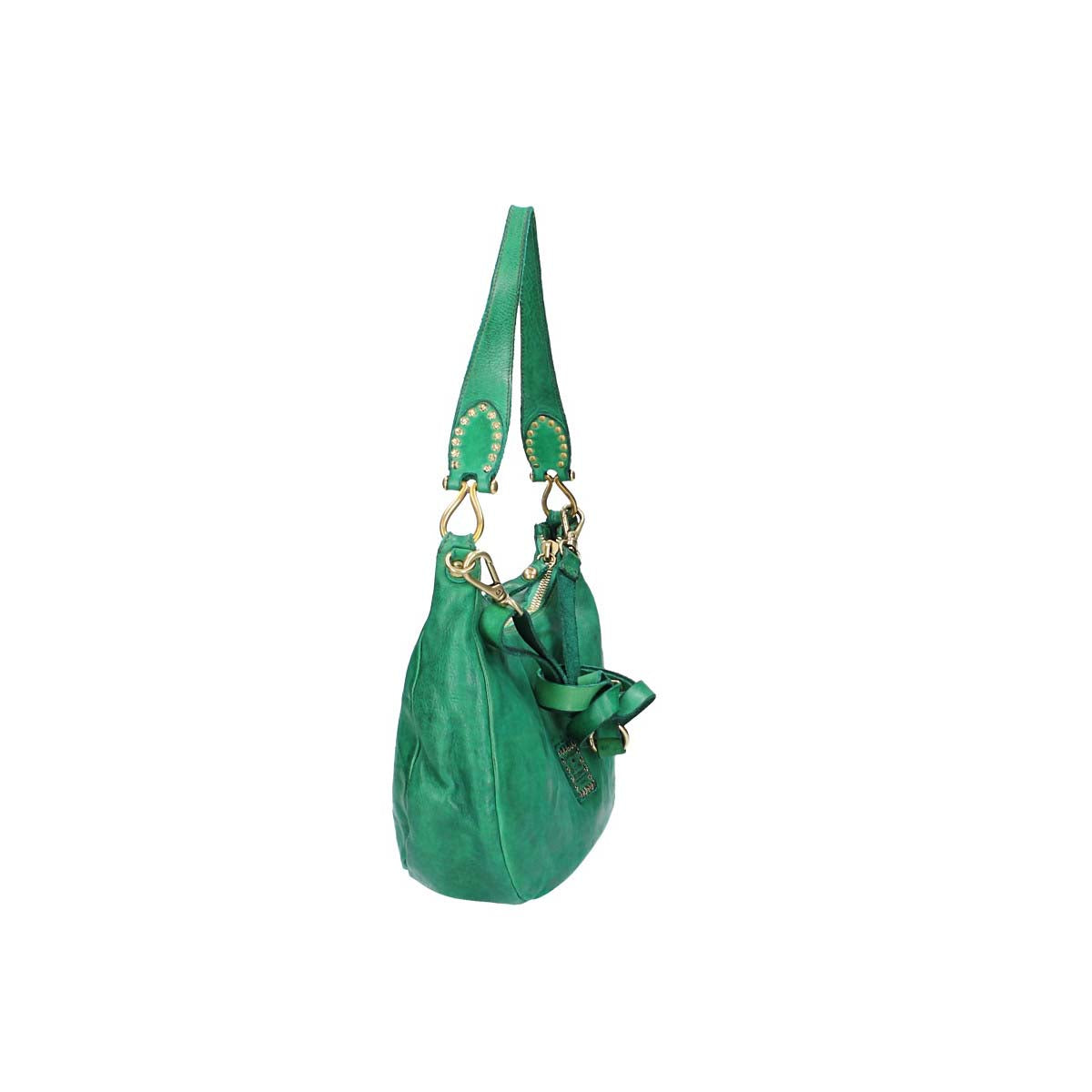 Campomaggi Beuteltasche in Grün aus Leder mit zusätzlichem Riemen - leder-accessoires.com