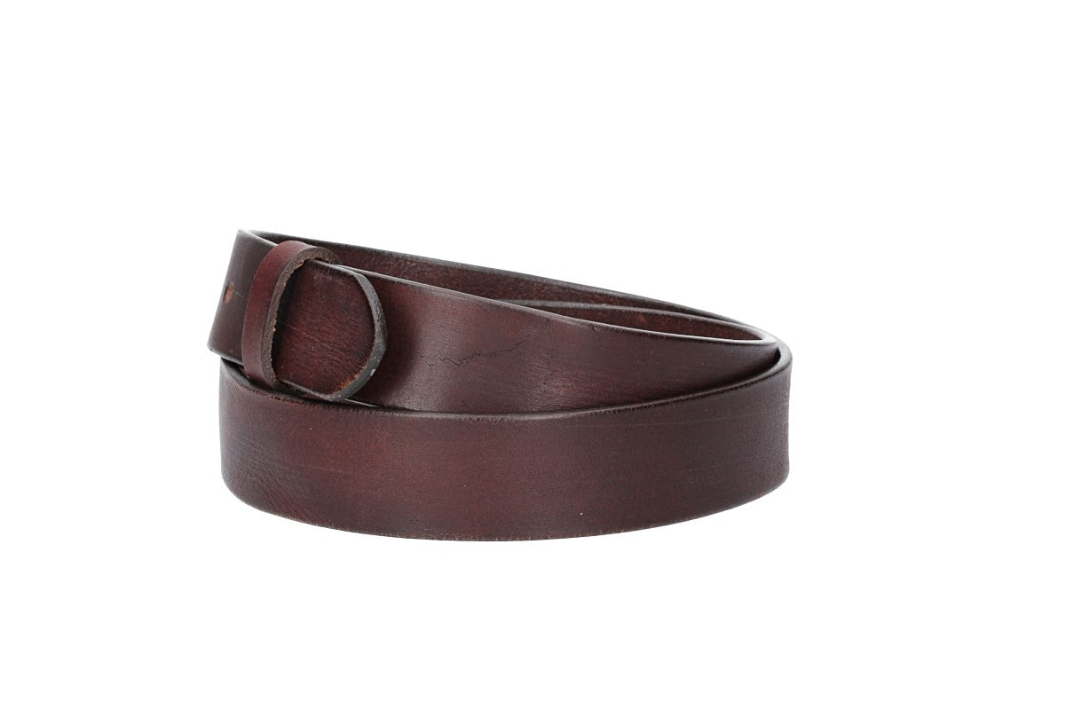 Lederriemen | Gürtelrohling Glanz 35mm in Rot | Bordeaux mit Schlaufe und Kapplochteil - leder-accessoires.com