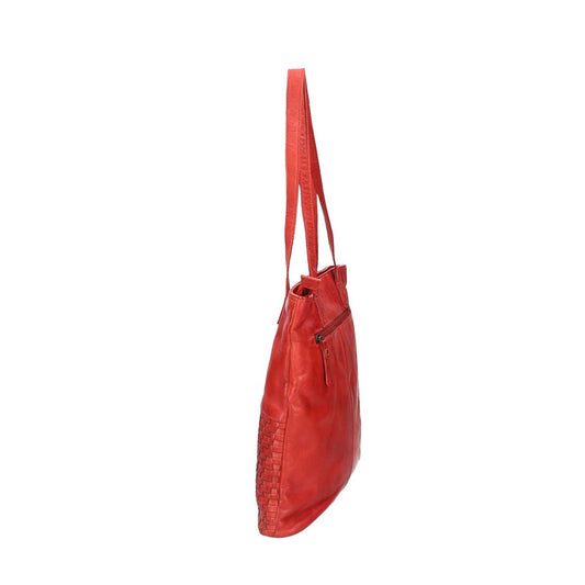 Ledershopper in Rot mit verschiedenen Mustern aus Leder - leder-accessoires.com