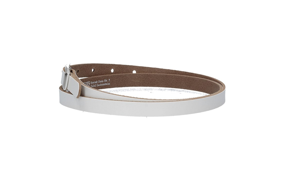 Damen-|Taillengürtel 15mm in Weiß mit Vollschließe in Silber - leder-accessoires.com