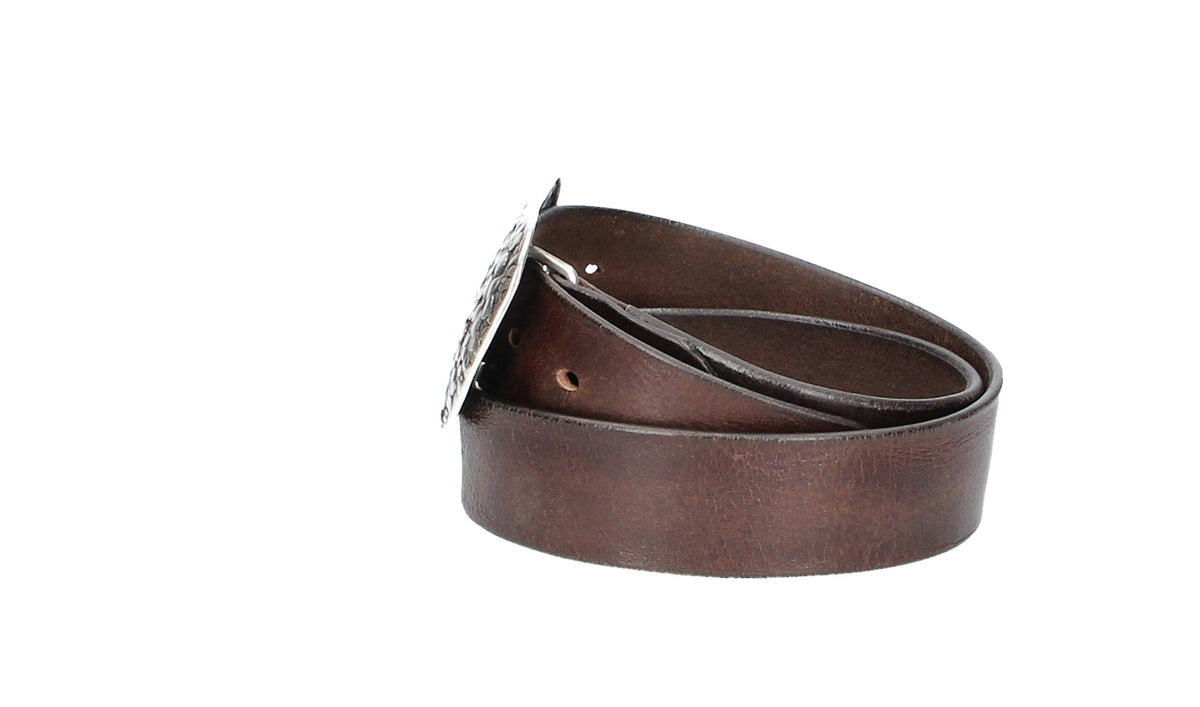 Ledergürtel Braun 40mm mit Blumenschließe|Koppelschließe - leder-accessoires.com